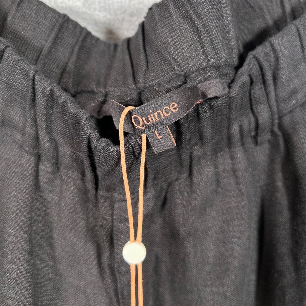Quince 100% European Linen Pants Womens Large Black Ankle Cropped Lagenlook - Picture 4 of 6